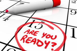 A calendar with the date 15 circled asking Are You Ready to illu